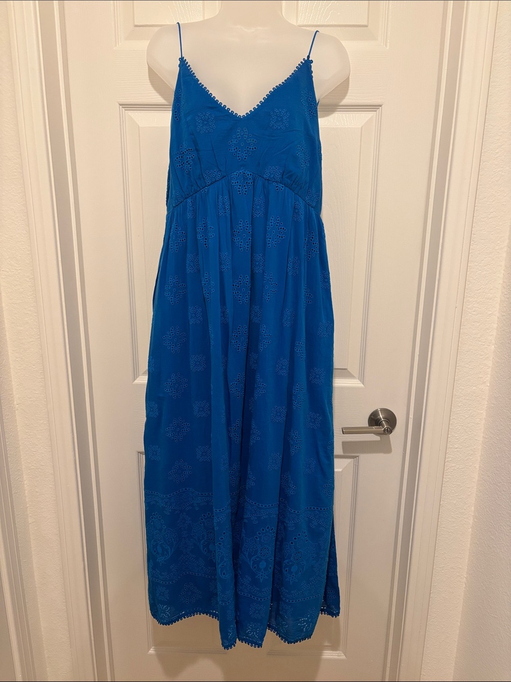 Johnny Was Electric Blue Eyelet Maxi Dress